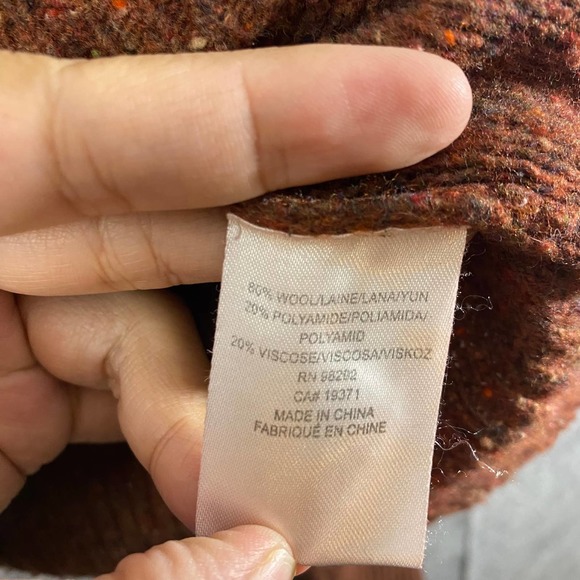 Tibi Sweater Small Terracotta Brown Tweed Knit Oversized Turtleneck Long Sleeve - Picture 11 of 13